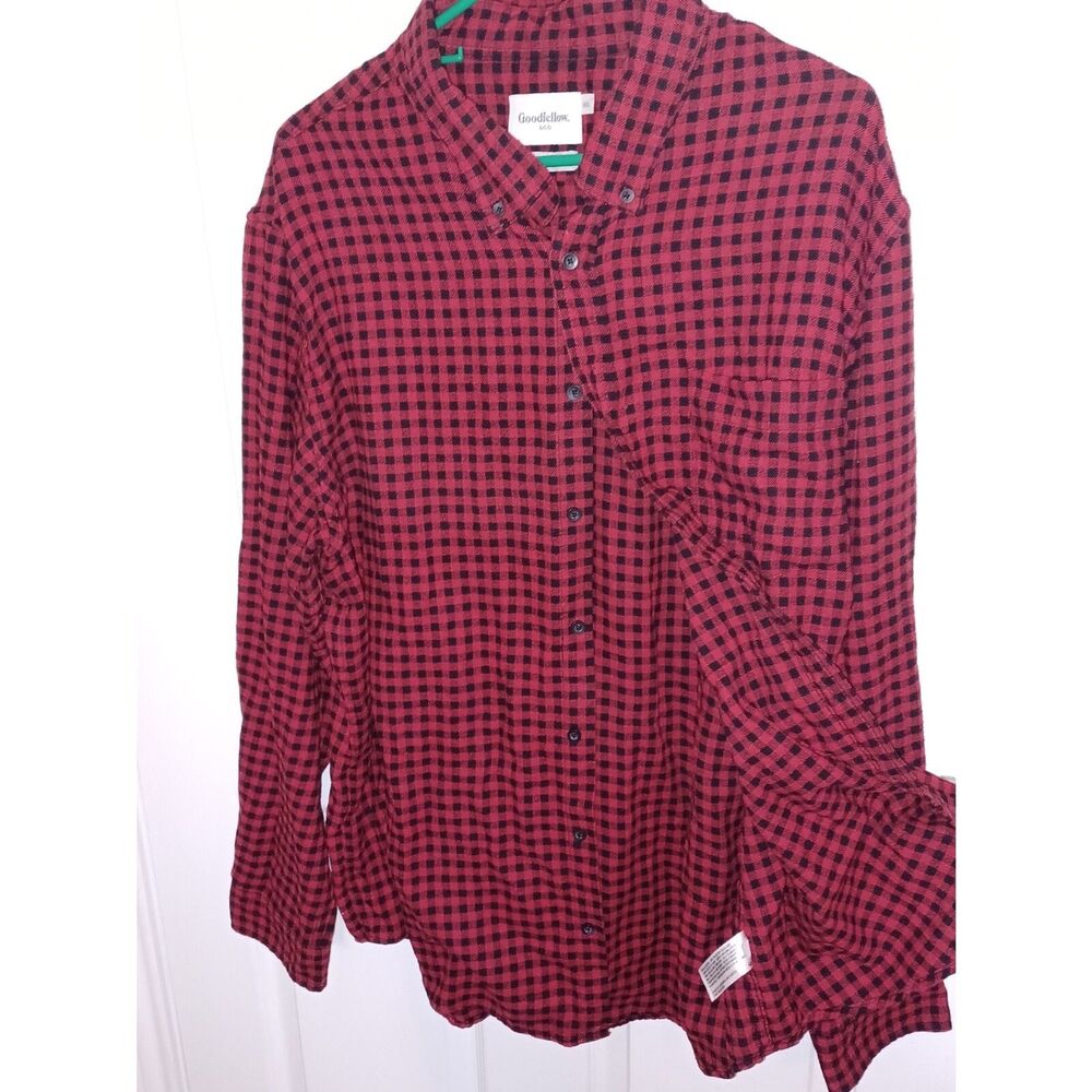 Goodfellow & Co Men's Flannel Shirt Size 2XL Soft Cotton Buffalo Red Button Up